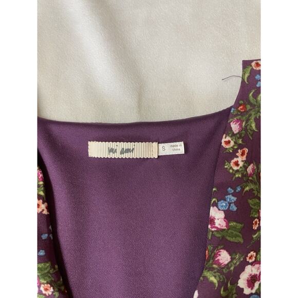 Mi Ami Penelope Floral Ruffles Mini Spring Dress Purple Green Blue Small - Picture 3 of 9